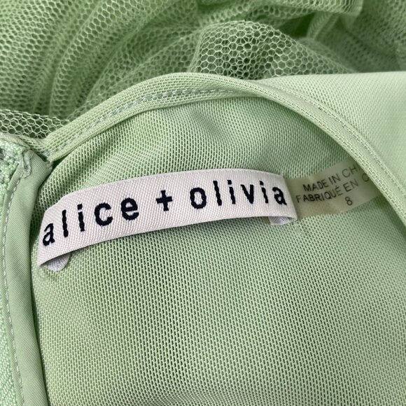 Alice + Olivia Chara Pistachio Green Tulle Midi Dress 8 - Picture 15 of 16